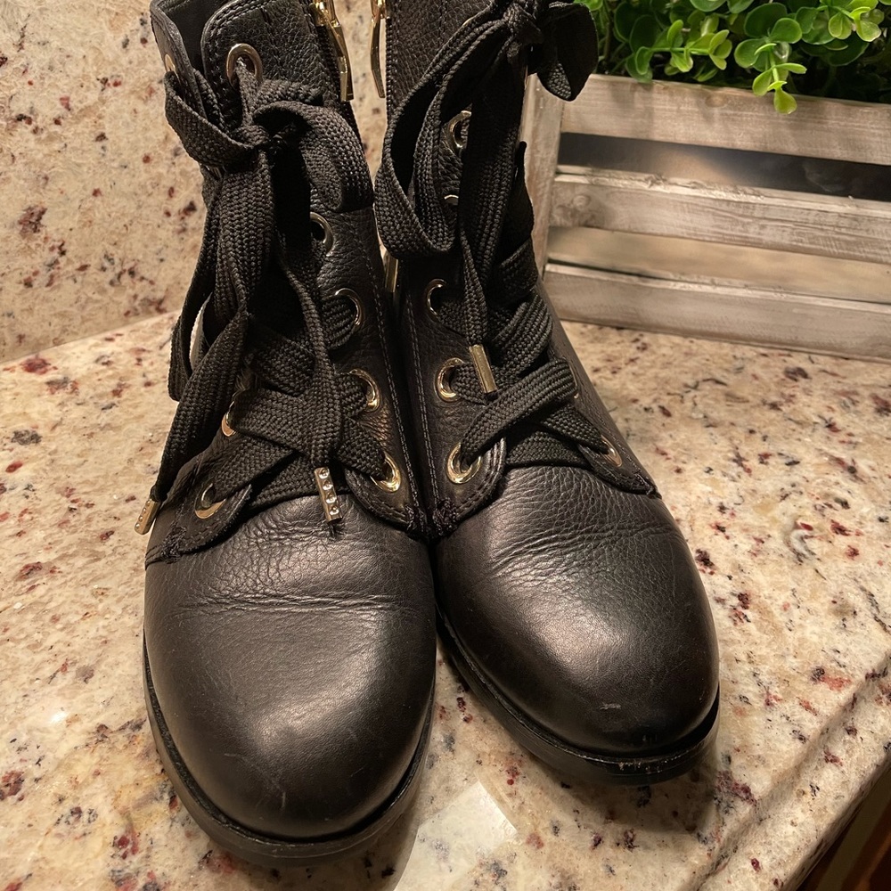 Kate Spade black leather combat boots